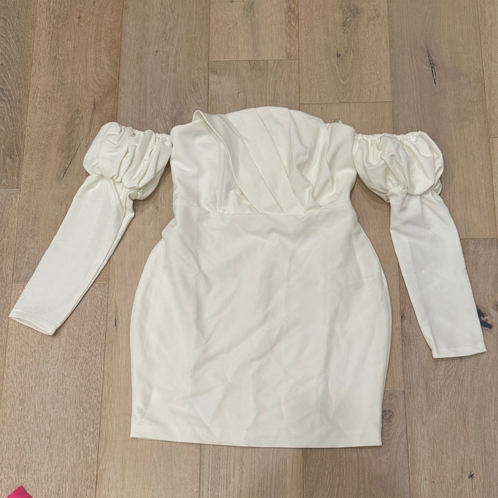 Elegant Off-Shoulder Cream Dress
